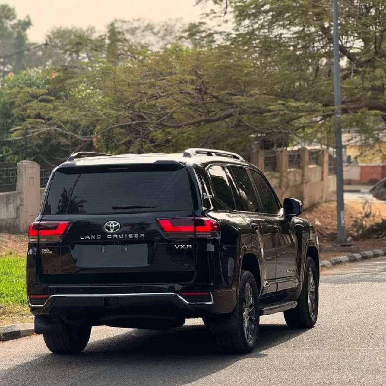 Black Toyota Land Cruiser 300 Series rear profile photographed for Fareast Ventures