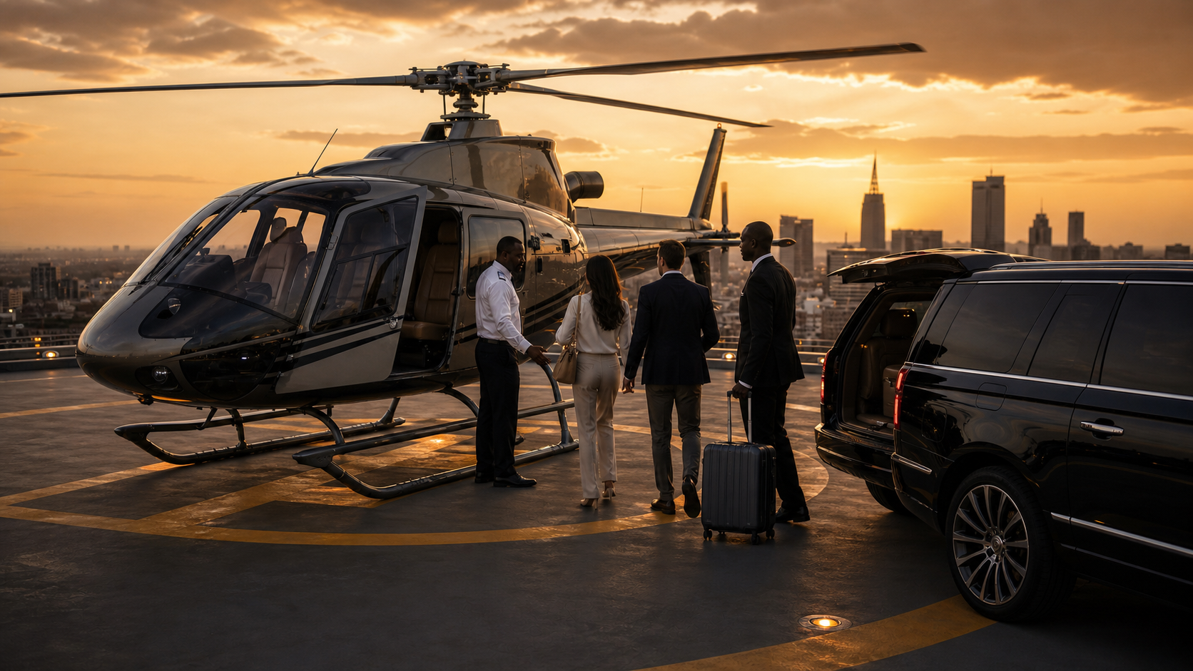Helicopter charter handoff service